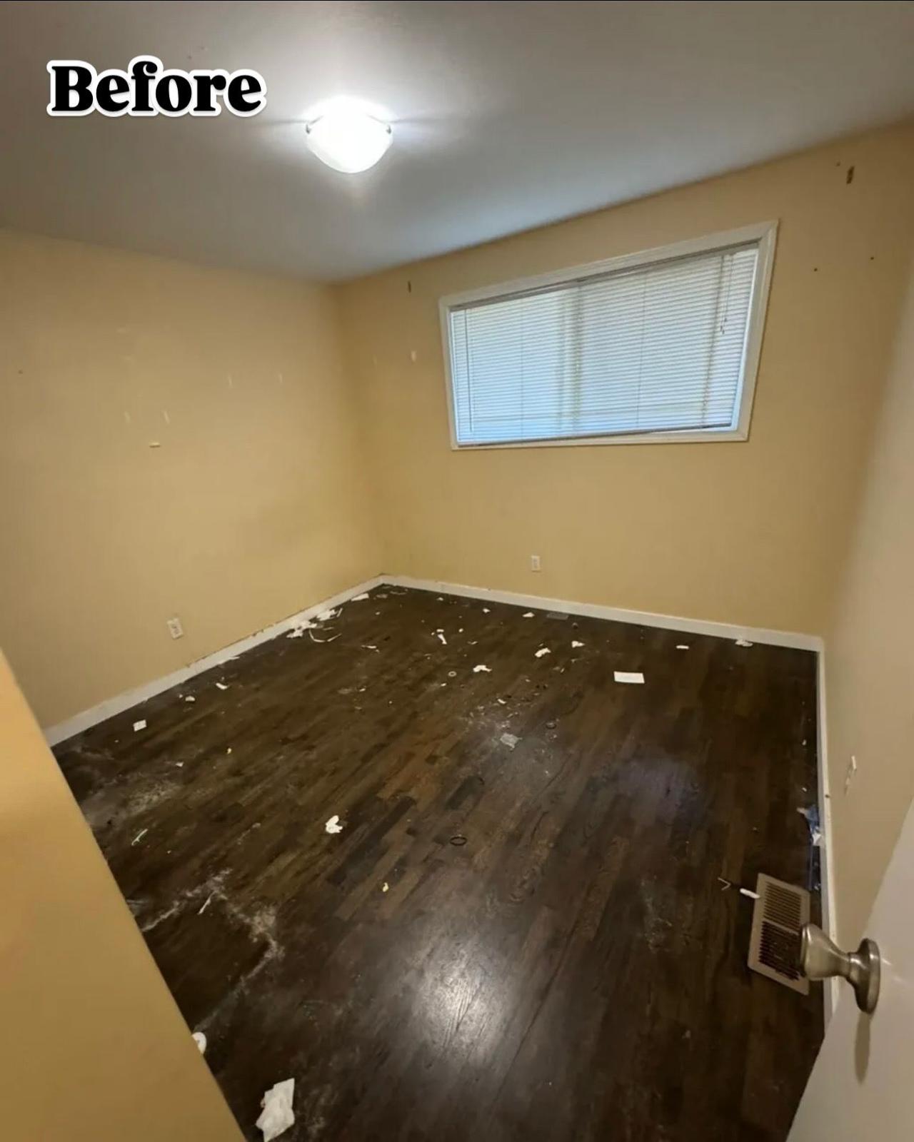 Empty room before deep clean
